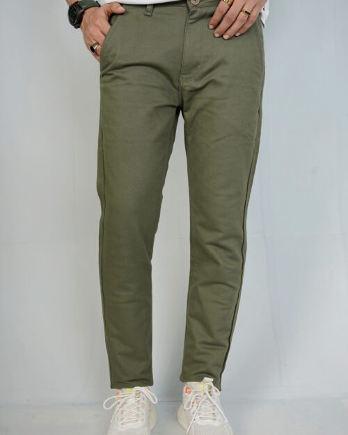 Olive Green Cotton Jeans Pants